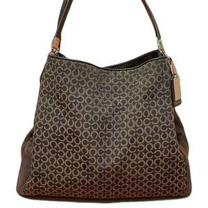 COACH Shoulder Bag Gray Signature Fabric Leather 25213 **EUC** ELEGANT CHIC!!